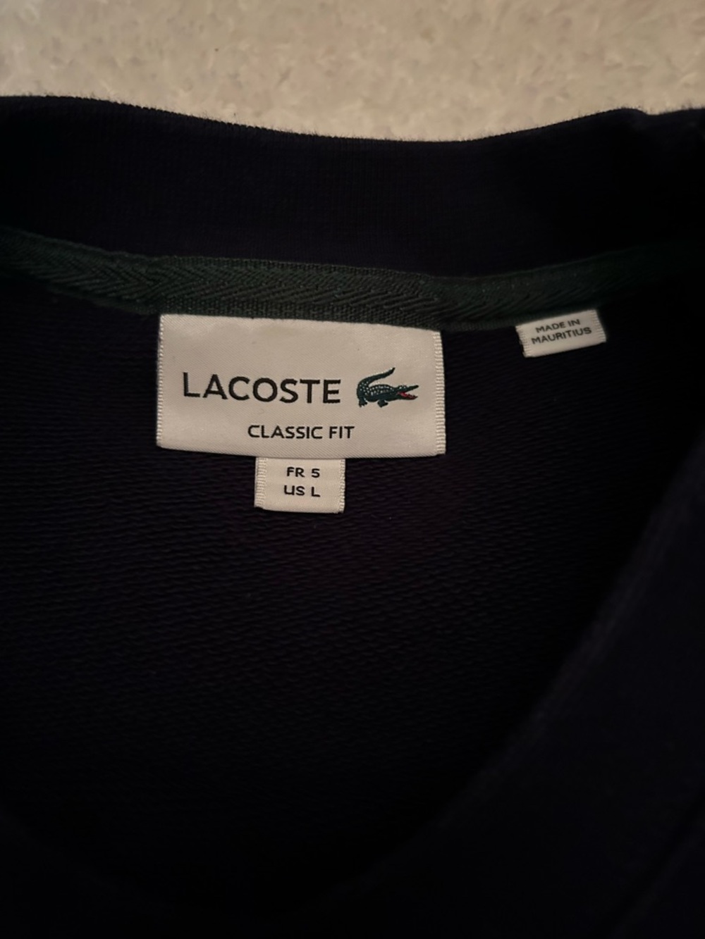 Lacoste Navy Crewneck Sweatshirt with Light Blue Crocodile Graphic Men’s L - Picture 2 of 3
